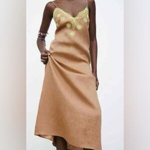 ZARA Embroidered Slip Dress